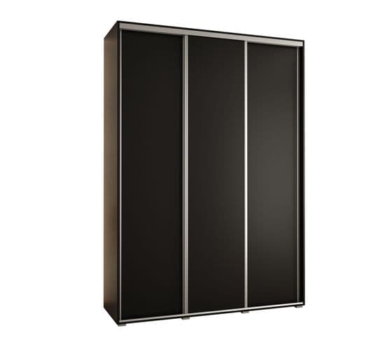 Armoire Davos 1 à Portes Coulissantes 235,2/170/45 3 Portes (noir/noir/argent)