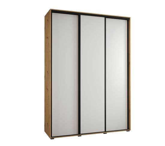 Armoire Davos 1 à Portes Coulissantes 235,2/180/45 3 Portes (artisan/blanc/noir)