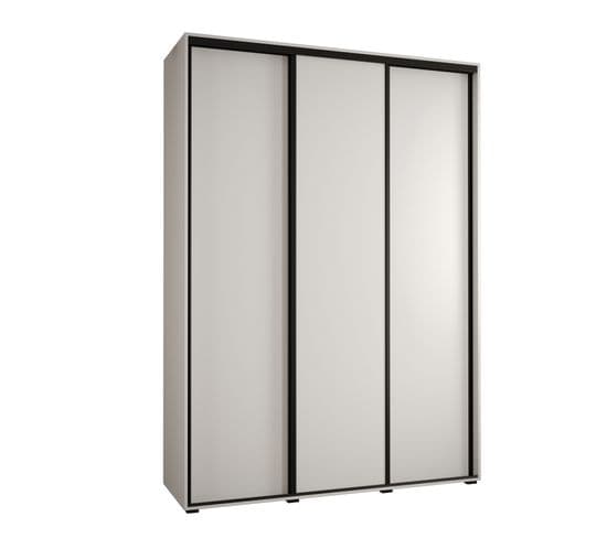 Armoire Davos 1 à Portes Coulissantes 235,2/180/45 3 Portes (blanc/blanc/noir)