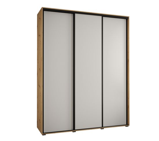 Armoire Davos 1 à Portes Coulissantes 235,2/190/45 3 Portes (artisan/blanc/noir)