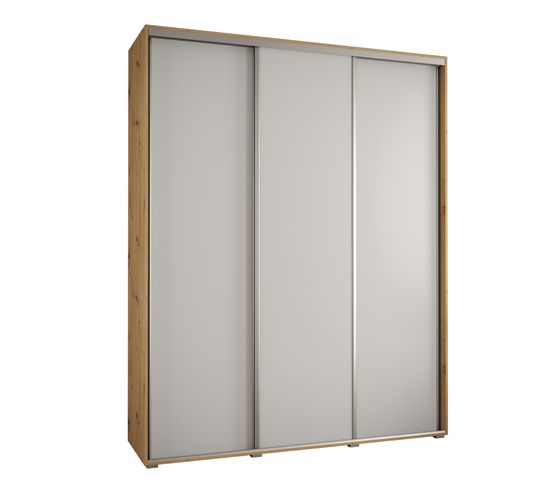 Armoire Davos 1 À Portes Coulissantes 190x60x235.2 Cm - 3 Portes - Bois Et Blanc