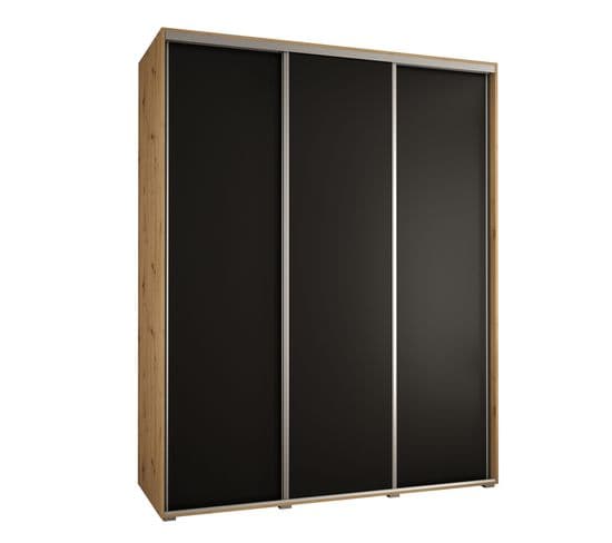 Armoire Davos 1 À Portes Coulissantes 190x60x235.2 Cm - 3 Portes - Bois Et Noir