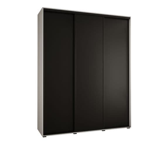 Armoire Davos 1 À Portes Coulissantes 190x60x235.2 Cm - 3 Portes - Noir Et Blanc