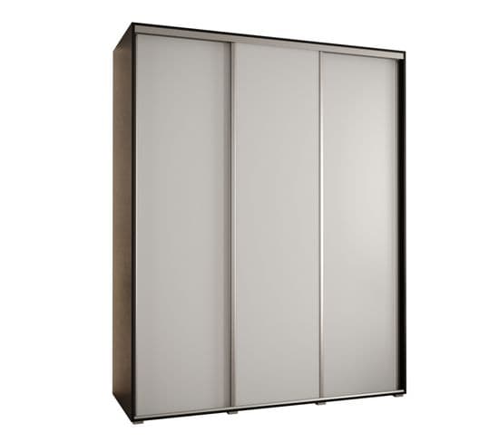 Armoire Davos 1 À Portes Coulissantes 190x60x235.2 Cm - 3 Portes - Noir Et Blanc