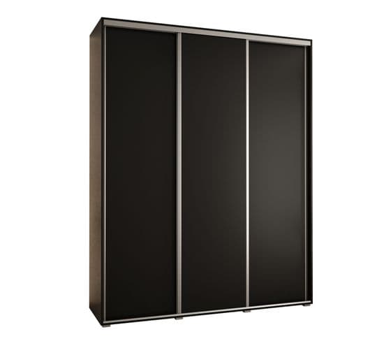 Armoire Davos 1 à Portes Coulissantes 235,2/190/60 3 Portes (noir/noir/argent)