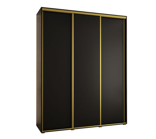 Armoire Davos 1 À Portes Coulissantes 190x60x235.2 Cm - 3 Portes - Noir Et Or