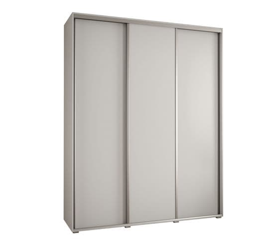 Armoire Davos 1 À Portes Coulissantes 200x45x235.5 Cm - 3 Portes - Blanc Et Argent