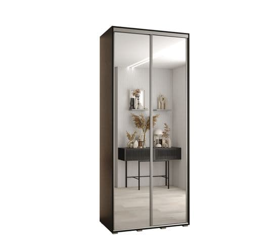 Armoire Davos 2 À Portes Coulissantes 100x45x235.2 Cm - 2 Portes - Blanc Et Noir