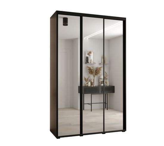 Armoire Davos 2 À Portes Coulissantes 150x45x235.2 Cm - 3 Portes (artisan/noir/argent)