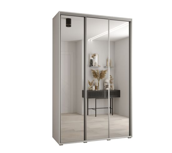 Armoire Davos 2 à Portes Coulissantes 235,2/160/45 3 Portes (blanc/blanc/argent)