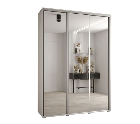 Armoire Davos 2 à Portes Coulissantes 235,2/170/60 3 Portes (blanc/blanc/argent)