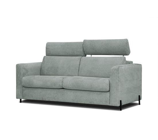 Canapé Droit Convertible 3 Places Tissu Gris Moyen - Mezo