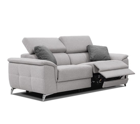 Canapé Droit Avec 2 Relax Électriques Tissu Gris Et Graphite - Plauen