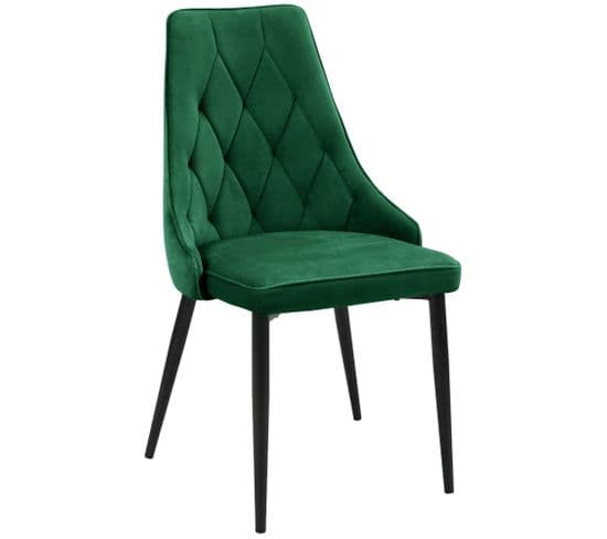 1 Pièce Chaise Matelassée De Salle à Manger En Velours Sj.054 Vert Bouteille