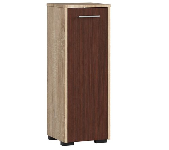 Armoire Salle De Bains Fin Chêne Sonoma 30 Cm 1 Porte Façade Wengé 2 Étagères 30x30x85 Cm