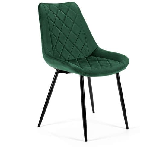 1 Pièce Chaise Matelassée De Salle à Manger En Velours Sj.0488 Vert Bouteille