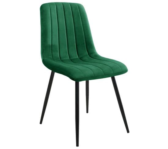 1 Pièce Chaise Matelassée De Salle à Manger En Velours Sj.9 Vert Bouteille