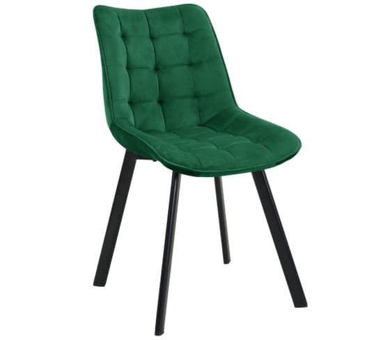 1 Pièce Chaise Matelassée De Salle à Manger En Velours Sj.28 Vert Bouteille