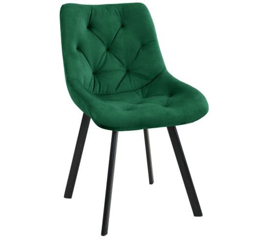 1 Pièce Chaise Matelassée De Salle à Manger En Velours Sj.33 Vert Bouteille