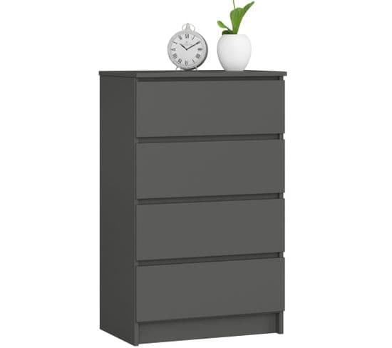 Commode K60 Gris Graphite 60 Cm 4 Tiroirs Façade Gris Graphite 60x40x99 Cm