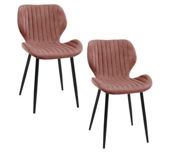 Lot De 2 Chaises Matelassées De Salle à Manger En Velours Sj.17 Rose