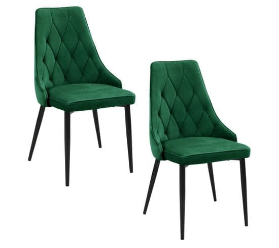 Lot De 2 Chaises Matelassées De Salle à Manger En Velours Sj.054 Vert Bouteille