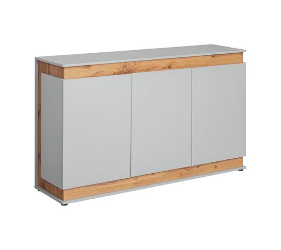 Buffet 3 Portes Design "berlin" 150cm Gris et Naturel