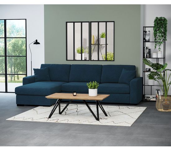 Canapé d'angle convertible pack standard NICARAGUA tissu malmo bleu 81