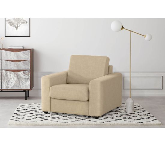 Fauteuil manchettes CURVE NICARAGUA tissu Bergamo mastic