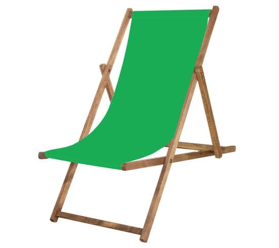 Chaise Longue Pliante Vert - Bois Imprégné