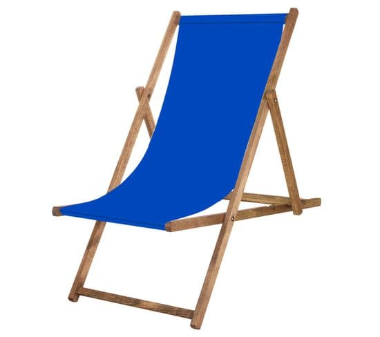 Chaise Longue Pliante Bleu Marine - Bois Imprégné