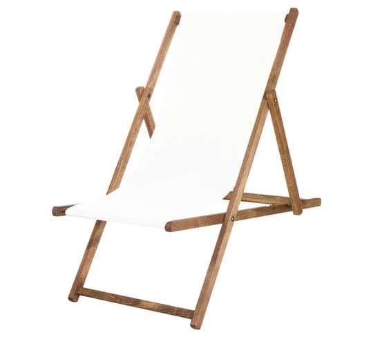 Chaise Longue Pliante Blanc - Bois Imprégné