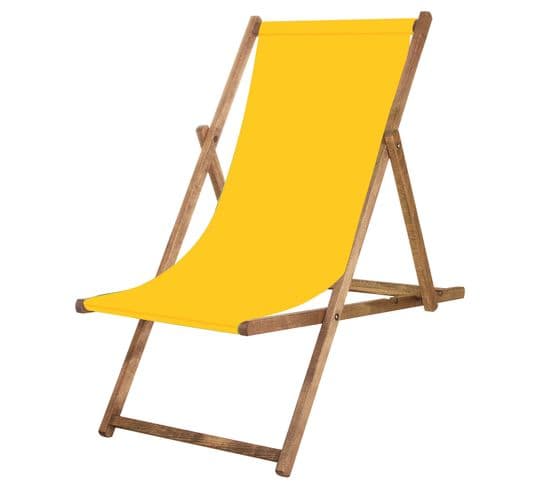 Chaise Longue Pliante Jaune - Bois Imprégné