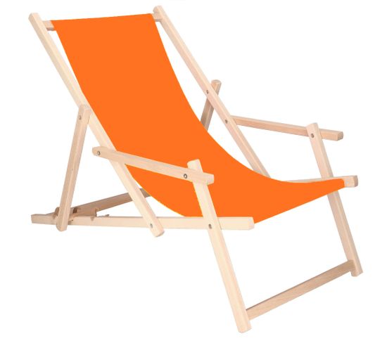 Chaise Longue Avec Accoudoirs Pliante Orange - Bois Imprégné