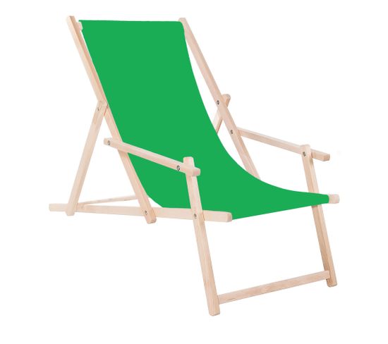 Chaise Longue Avec Accoudoirs Pliante Vert - Bois Imprégné