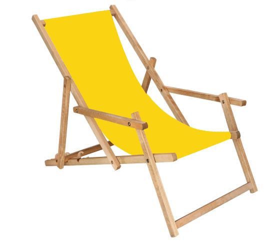 Chaise Longue Avec Accoudoirs Pliante Jaune - Bois Imprégné