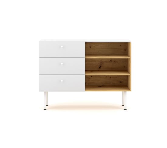 Commode Buffet Tulia - 100 Cm - Chêne Artisan / Blanc Mat - Style Moderne