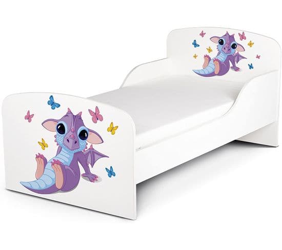 Moderne Lit D'enfant Toddler En Bois Avec Un Matelas Charmant Dragon