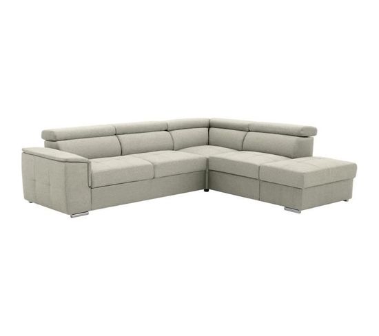 Canapé D'angle Convertible Réversible 3-4 Places - Daytona - Tissu Beige - L 260 X P 218 X H 77 Cm