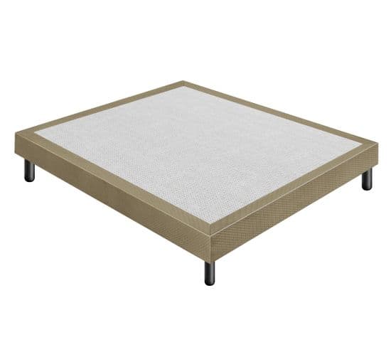 Sommier 180x200 Tapissier Déco Couleur Taupe Resistant Jusqu'à 120 Kg Par Personne