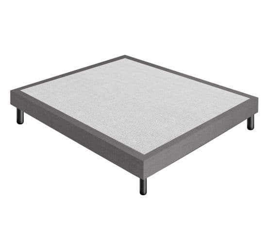 Sommier 140x190 Tapissier Déco Couleur Gris Resistant Jusqu'à 120 Kg Par Personne