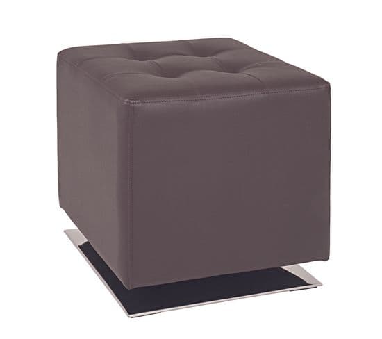 Tabouret Recouvert Polyuréthane Et Pied En Acier Chromé, Dim : L40 X P40 X H42 Cm