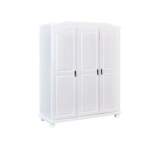 Armoire Blanc Avec 3 Portes, Dim : L150 X H180 X P56 Cm