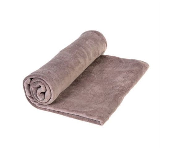 Plaid Polaire Microfibre Taupe, L230 Cm