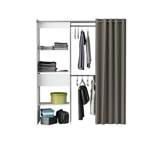 Kit Placard Extensible Space En Panneaux De Particules Blanc Perle - Dim 168,2 X 187 X 50 Cm