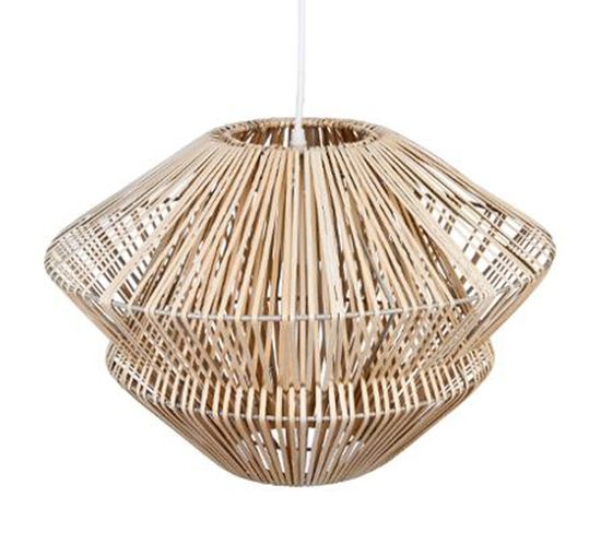 Suspension En Rotin Coloris Beige - Dim : H30 X D45 Cm