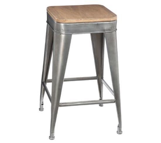 Tabouret De Bar En Métal Coloris Gris - Dim : L 38 X L 38 X H 59,9 Cm