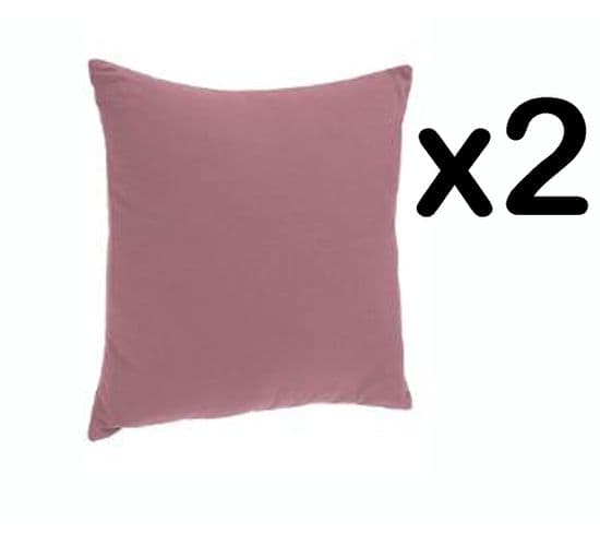 Lot De 2 Coussins Déhoussables Coloris Rose, P40 x L40 cm