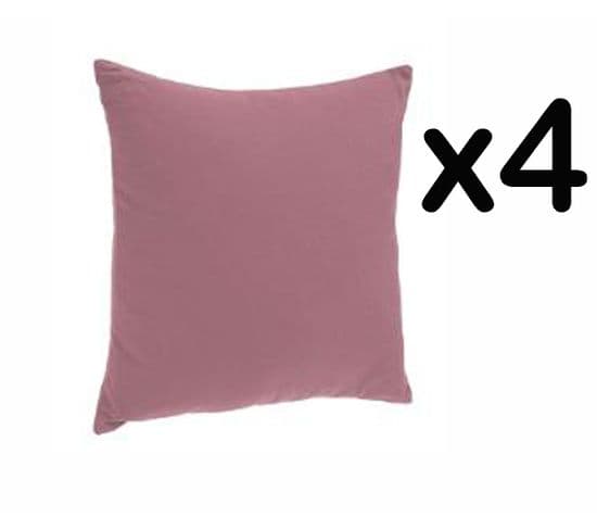 Lot De 4 Coussins Déhoussables Coloris Rose, P40 x L40 cm