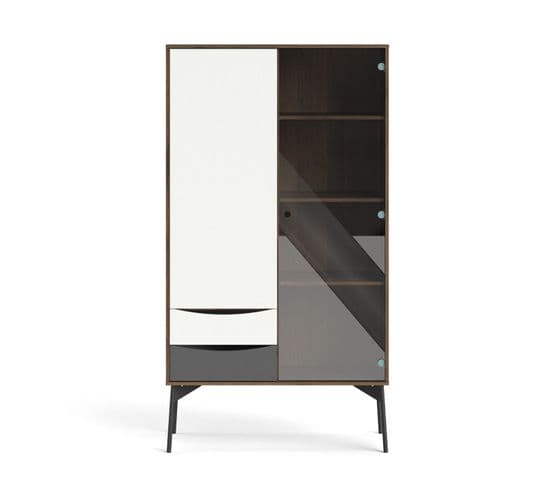 Vitrine Elly Marron,blanc,gris